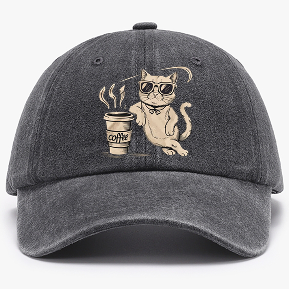 I'm Not A Morning Person Cat Retro Washed Baseball Cap