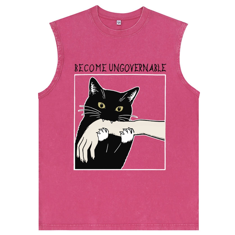 Become Ungovernable Cat Retro Washed Tank Top