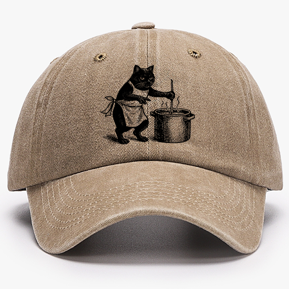 You're Going in the Soup Cat Retro Washed Baseball Cap