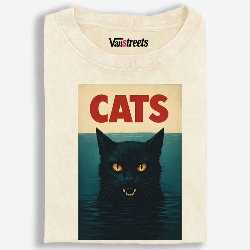 CATS (Jaws Parody) Retro Washed T-Shirt | 100% Cotton | Streetwear Essential