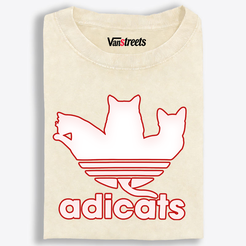 Adicats Three Cats Parody Retro Washed T-Shirt | 100% Cotton | Streetwear Essential