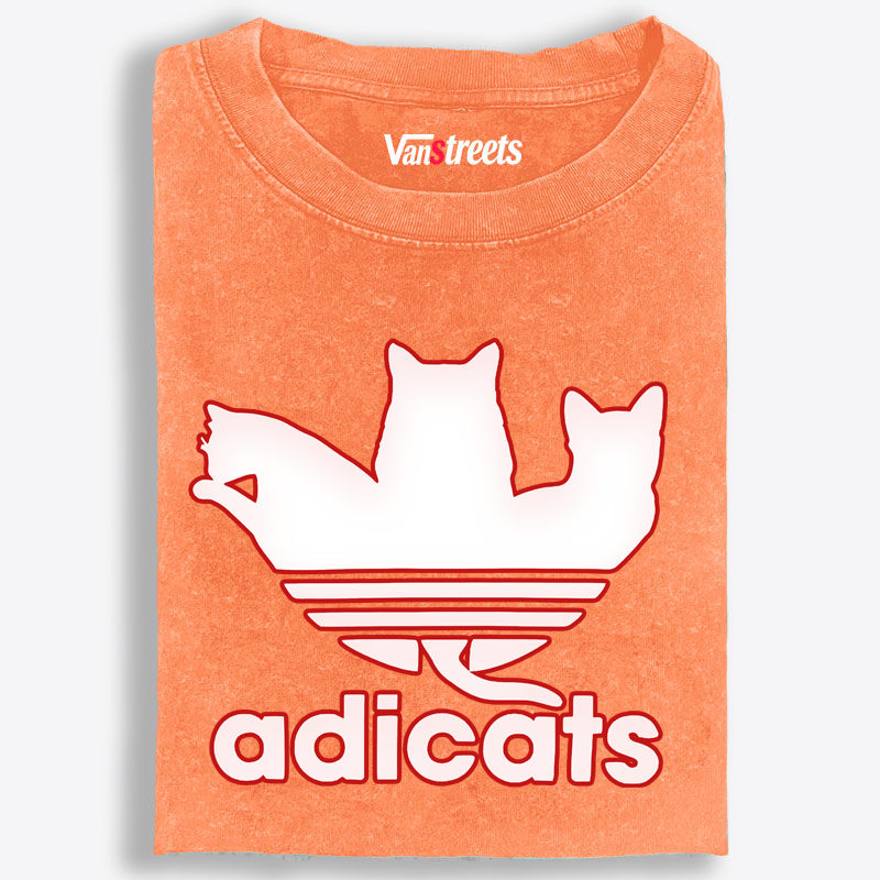 Adicats Three Cats Parody Retro Washed T-Shirt | 100% Cotton | Streetwear Essential