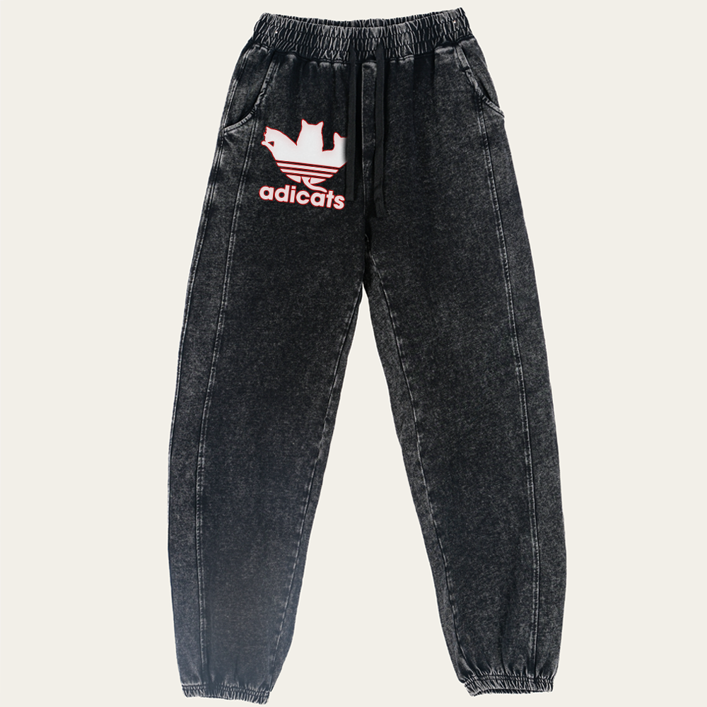 Adicats Three Cats Parody Retro Washed Pants