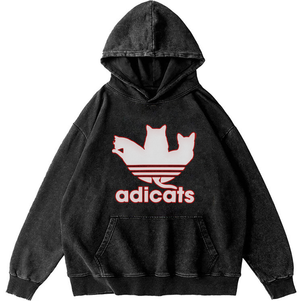 Adicats Three Cats Parody Retro Washed Hoodie