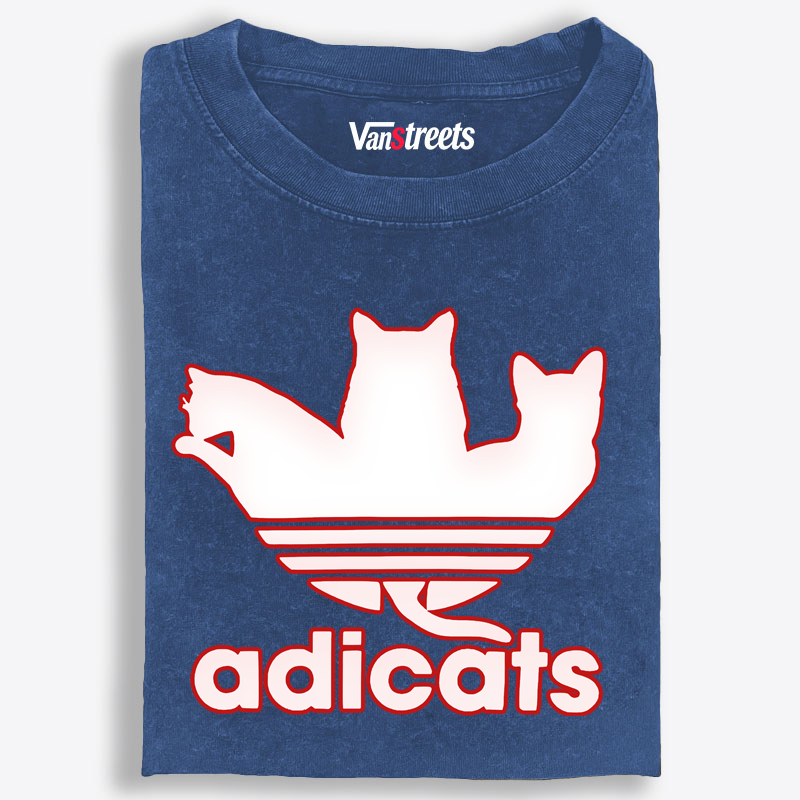 Adicats Three Cats Parody Retro Washed T-Shirt | 100% Cotton | Streetwear Essential