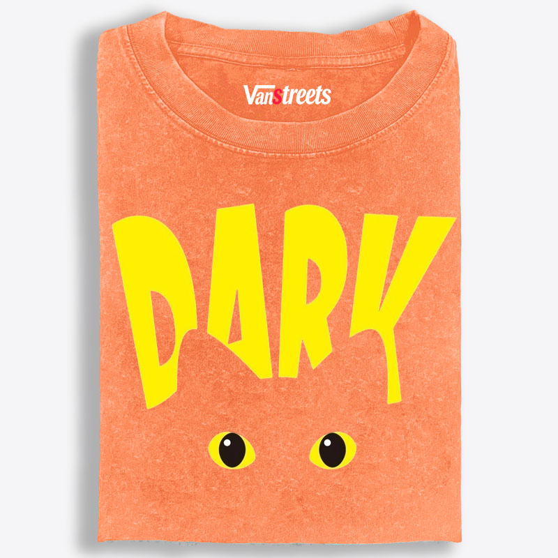 "Dark" Black Cat Stare Retro Washed T-Shirt | 100% Cotton | Streetwear Essential