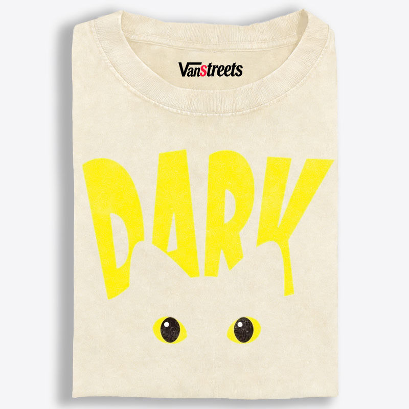 "Dark" Black Cat Stare Retro Washed T-Shirt | 100% Cotton | Streetwear Essential