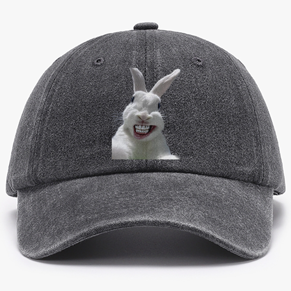 Diamond Teeth Rabbit Retro Washed Baseball Cap