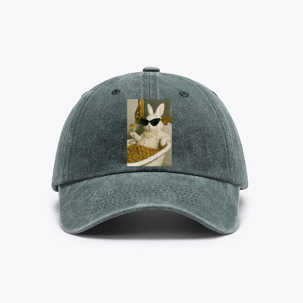 Bathtub Gold Coins Bunny Retro Washed Baseball Cap