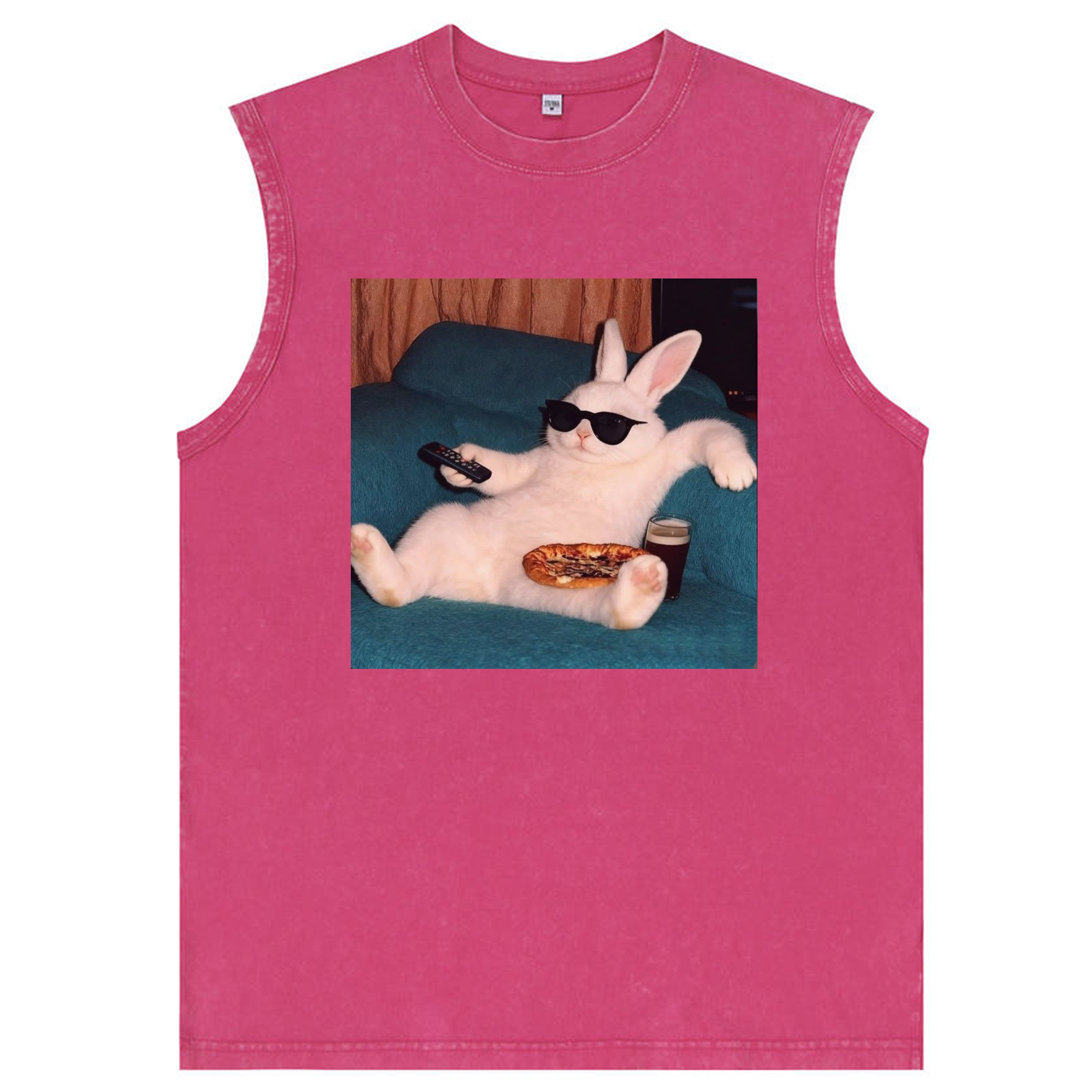 Couch Potato Bunny Retro Washed Tank Top