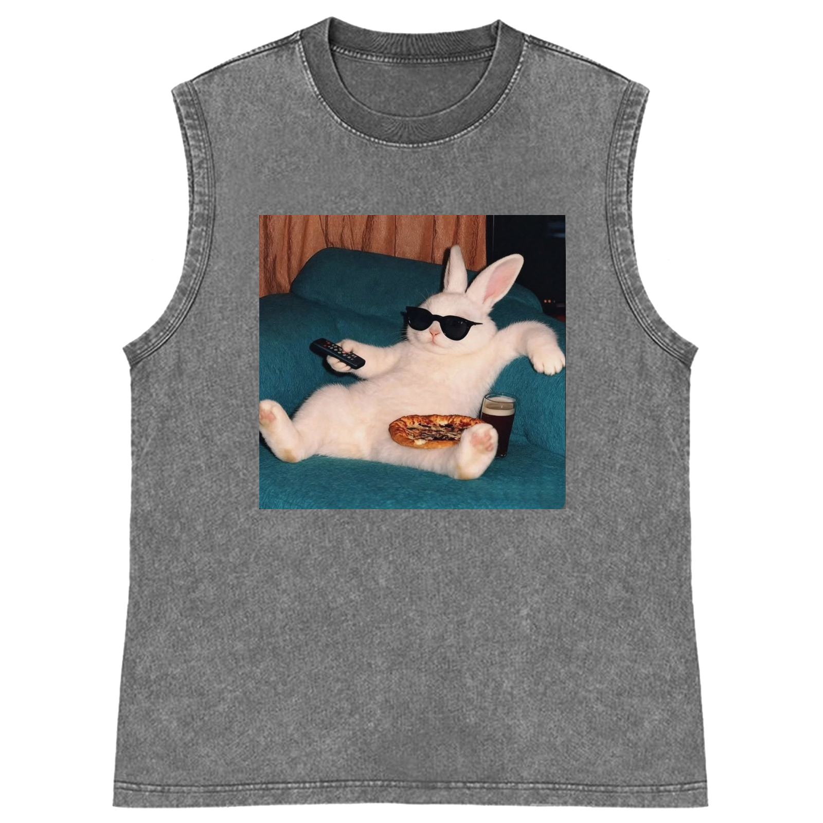 Couch Potato Bunny Retro Washed Tank Top