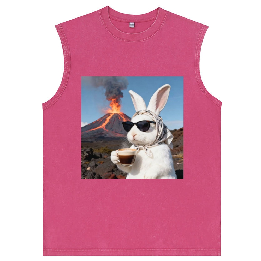 Volcano Coffee Bunny Retro Washed Tank Top