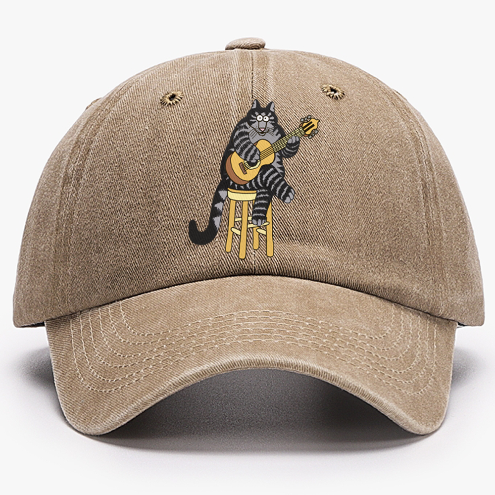 Love To Eat Them Mousies Cat Retro Washed Baseball Cap