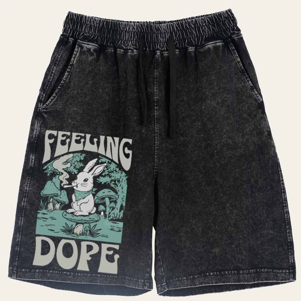 Bunny Feeling Dope Rabbit Retro Washed Shorts