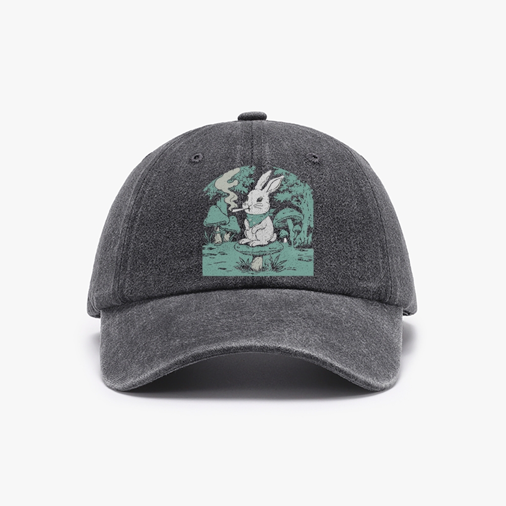 Bunny Feeling Dope Rabbit Retro Washed Baseball Cap
