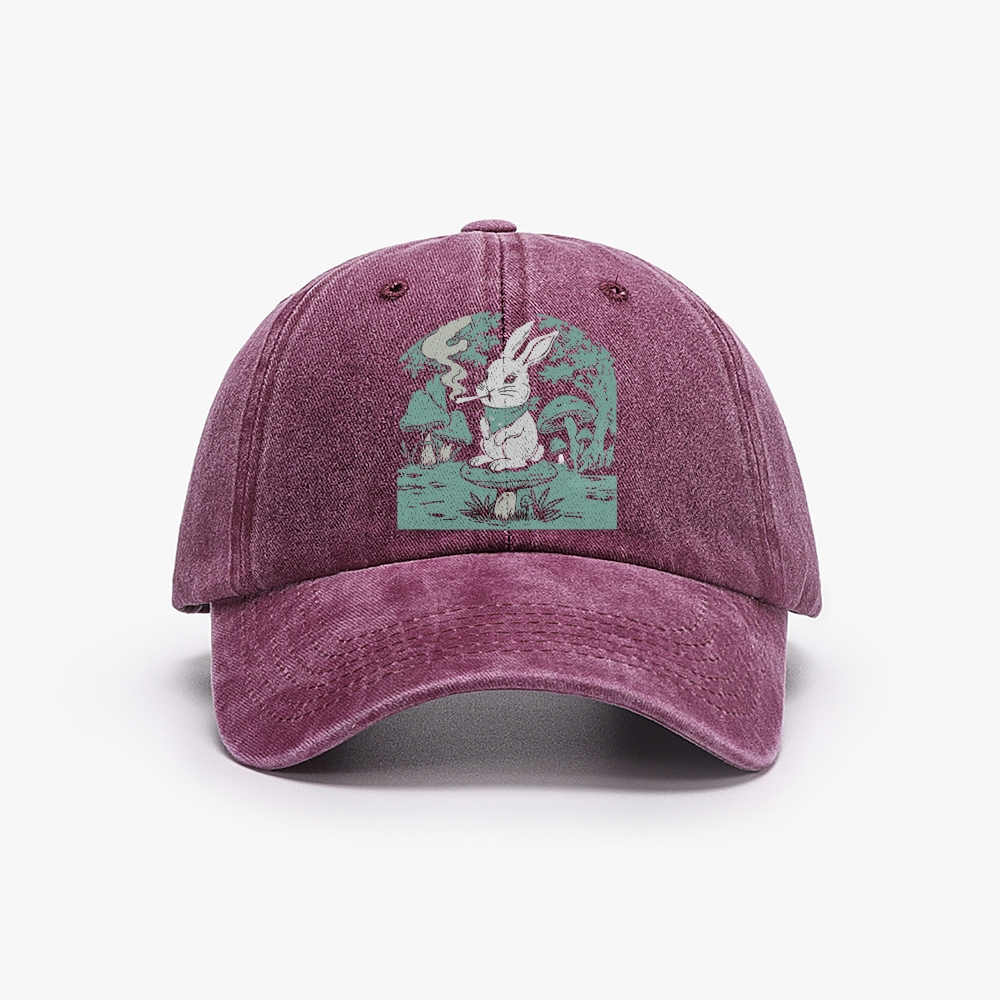 Bunny Feeling Dope Rabbit Retro Washed Baseball Cap