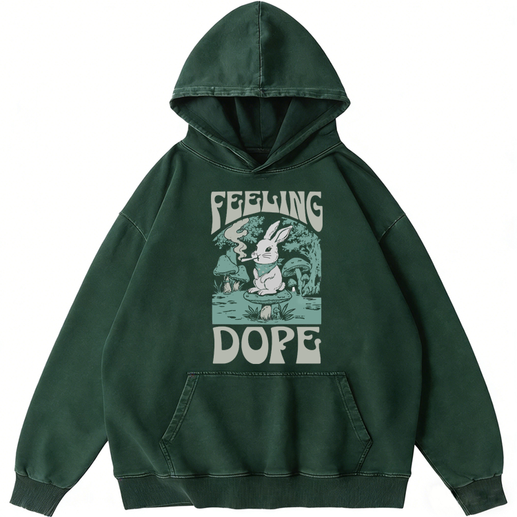 Bunny Feeling Dope Rabbit Retro Washed Hoodie