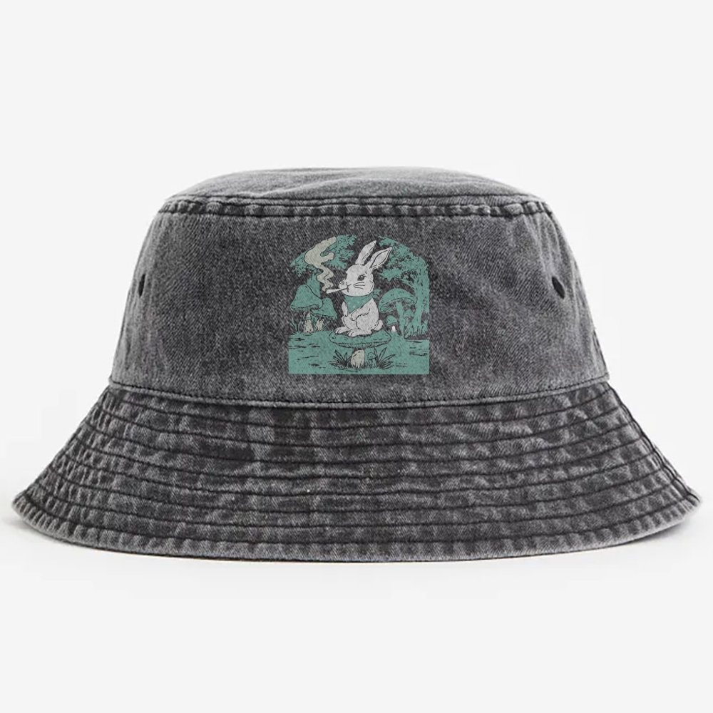 Bunny Feeling Dope Rabbit Retro Vintage Washed Bucket Hat