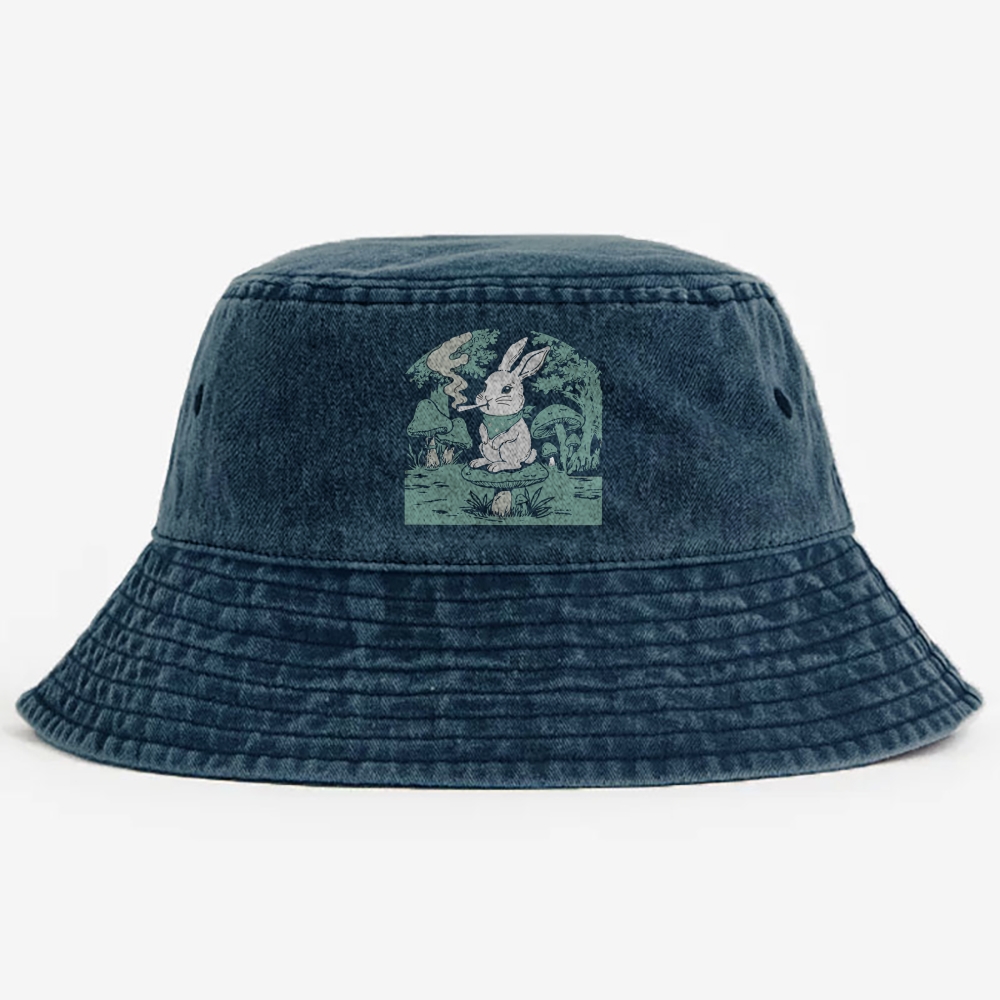 Bunny Feeling Dope Rabbit Retro Vintage Washed Bucket Hat