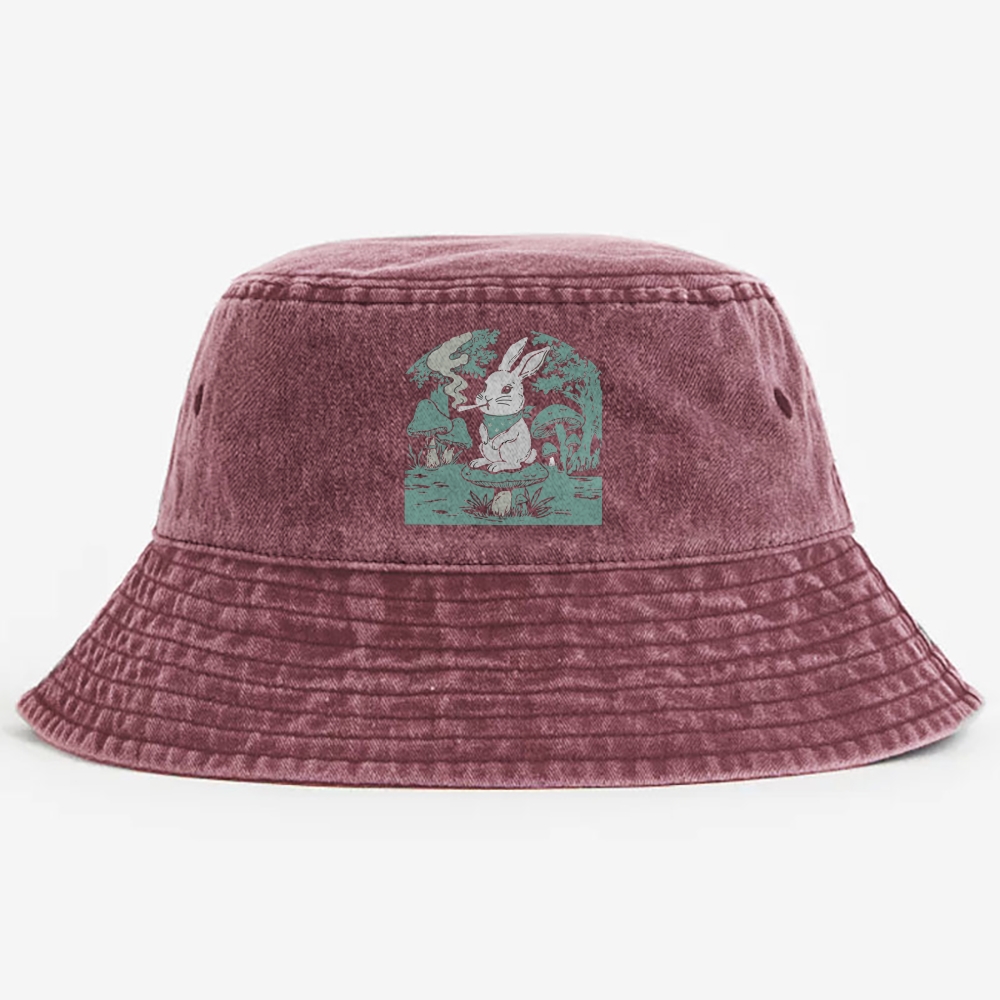Bunny Feeling Dope Rabbit Retro Vintage Washed Bucket Hat