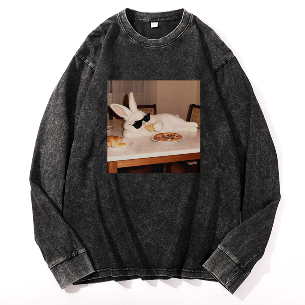 Bunny Boss · Brunch Mode Retro Washed Long Sleeve T-Shirt
