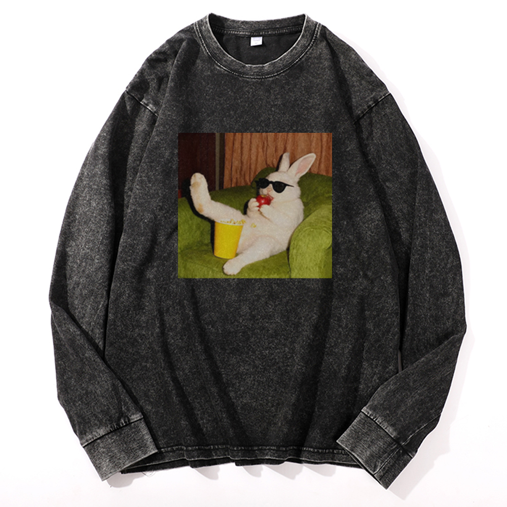 Movie Night · Cool Bunny Vibes Retro Washed Long Sleeve T-Shirt