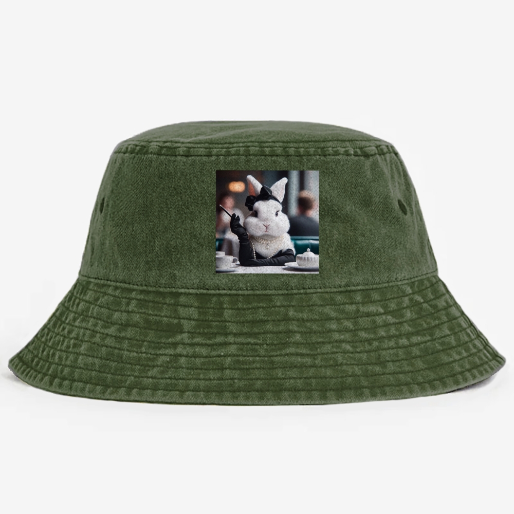 Pearl Bunny · Tea Break Retro Vintage Washed Bucket Hat