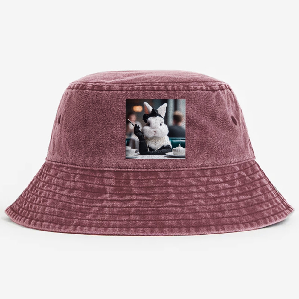 Pearl Bunny · Tea Break Retro Vintage Washed Bucket Hat