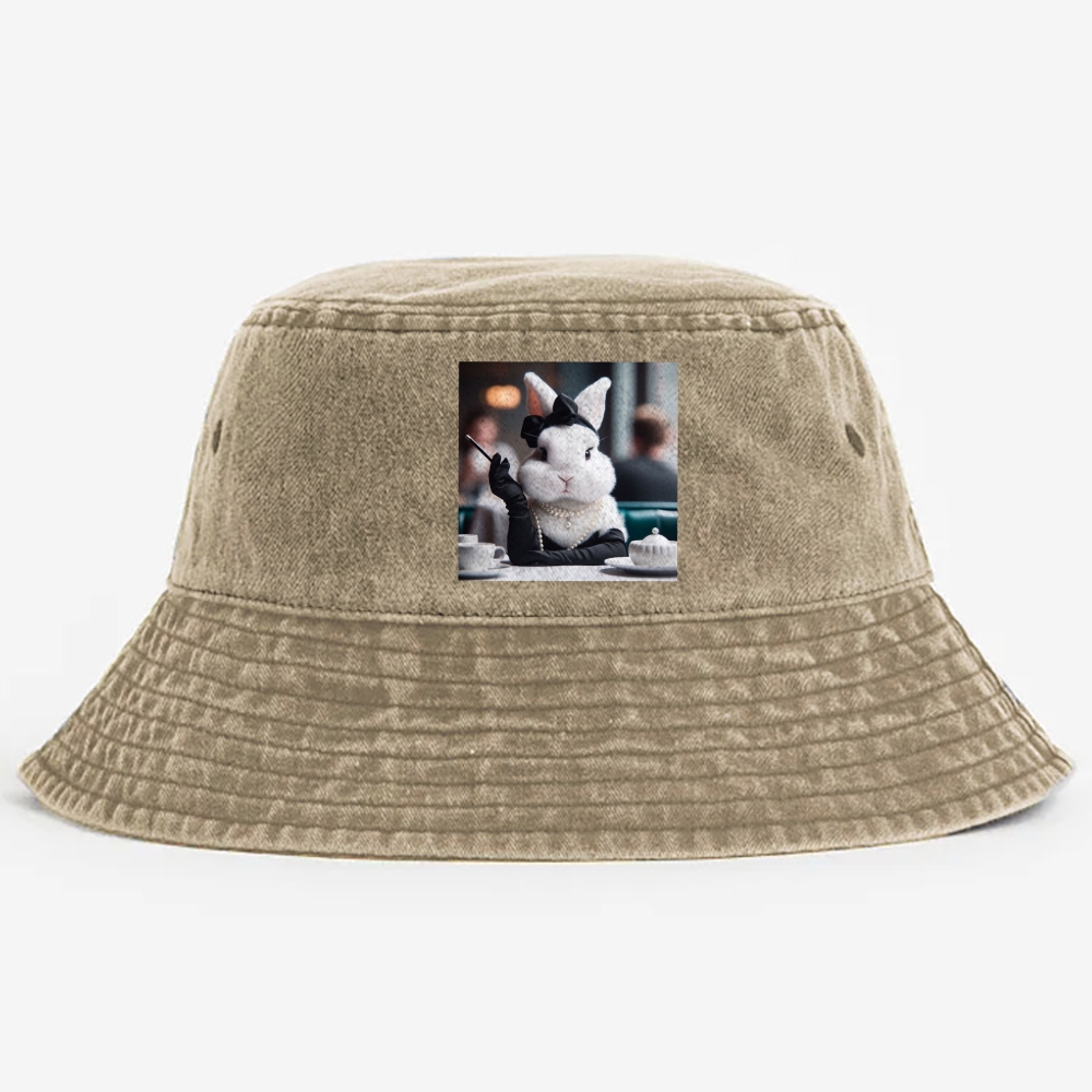 Pearl Bunny · Tea Break Retro Vintage Washed Bucket Hat