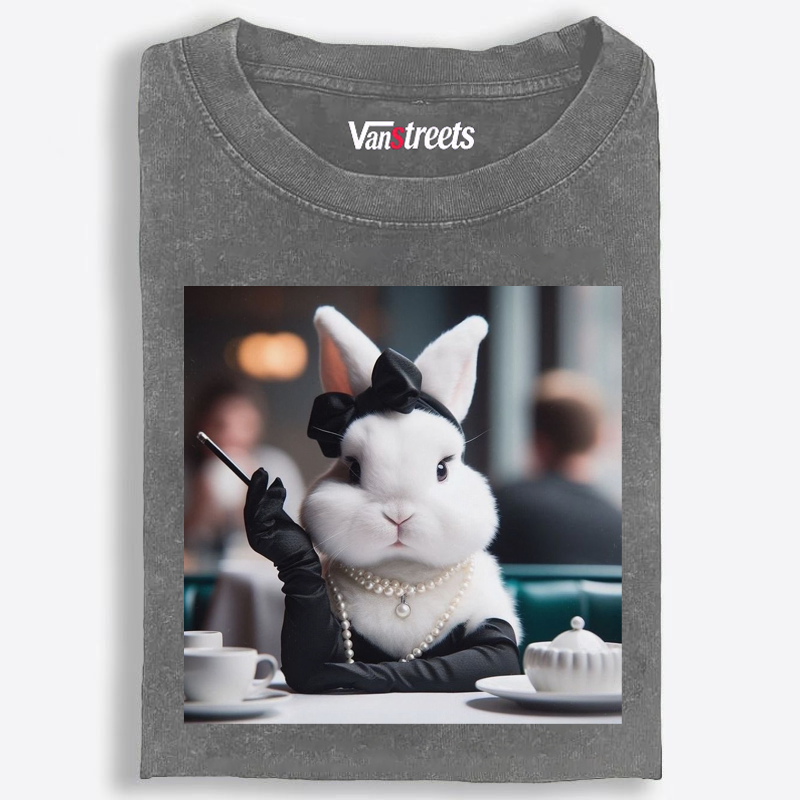 Pearl Bunny · Tea Break Retro Washed T-Shirt | 100% Cotton | Streetwear Essential