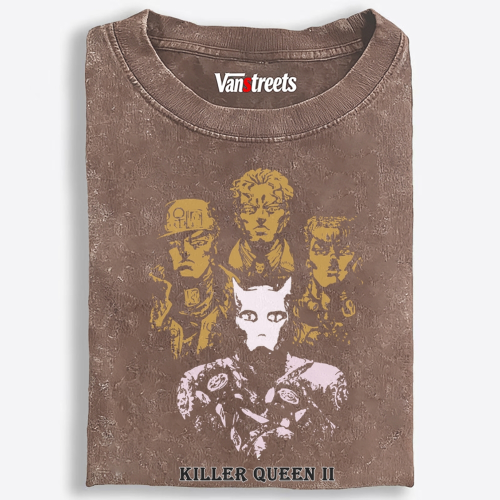 Jojo's Bizarre Adventure Killer Queen II Retro Washed T-Shirt | 100% Cotton | Streetwear Essential