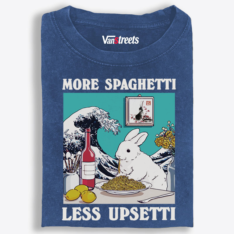 More Spaghetti Less Upsetti Bunny Retro Washed T-Shirt | 100% Cotton | Streetwear Essential