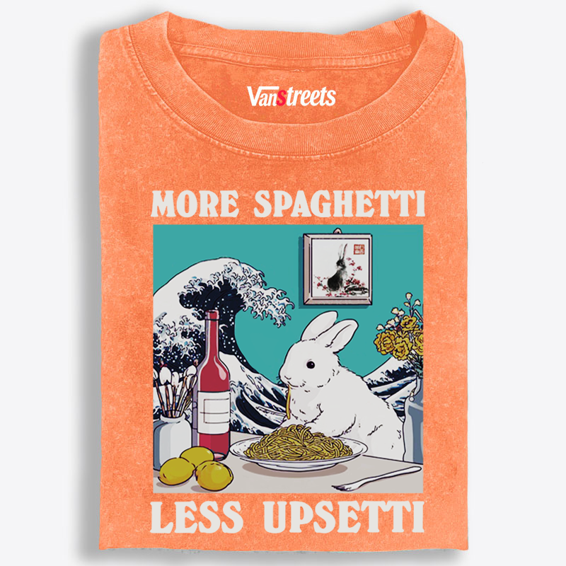 More Spaghetti Less Upsetti Bunny Retro Washed T-Shirt | 100% Cotton | Streetwear Essential