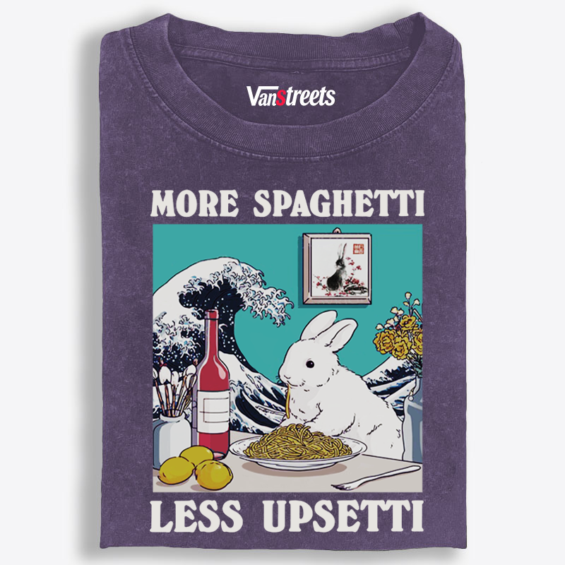 More Spaghetti Less Upsetti Bunny Retro Washed T-Shirt | 100% Cotton | Streetwear Essential