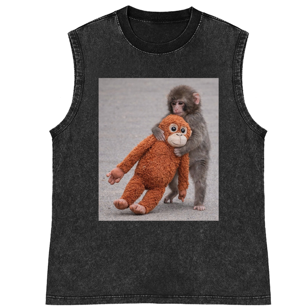 Punch-kun Monkey Meme Graphic Retro Washed Tank Top