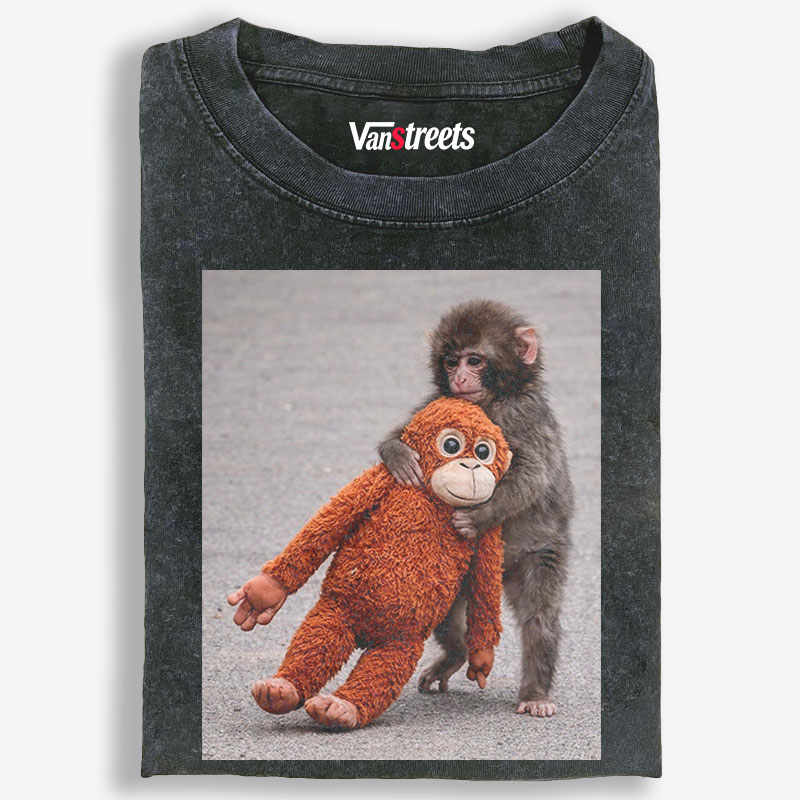 Punch-kun Monkey Meme Graphic Retro Washed T-Shirt | 100% Cotton | Streetwear Essential
