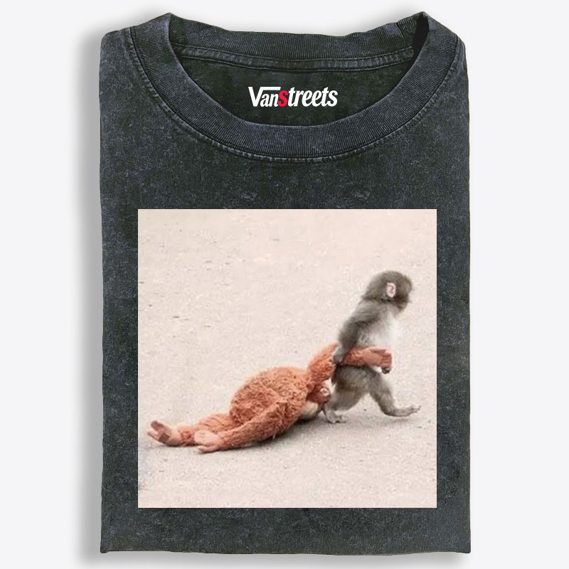 Punch-kun Monkey Meme Graphic Retro Washed T-Shirt | 100% Cotton | Streetwear Essential