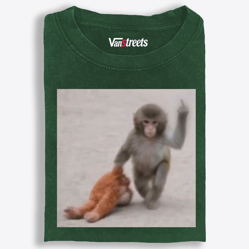 Punch-kun Monkey Meme Graphic Retro Washed T-Shirt | 100% Cotton | Streetwear Essential