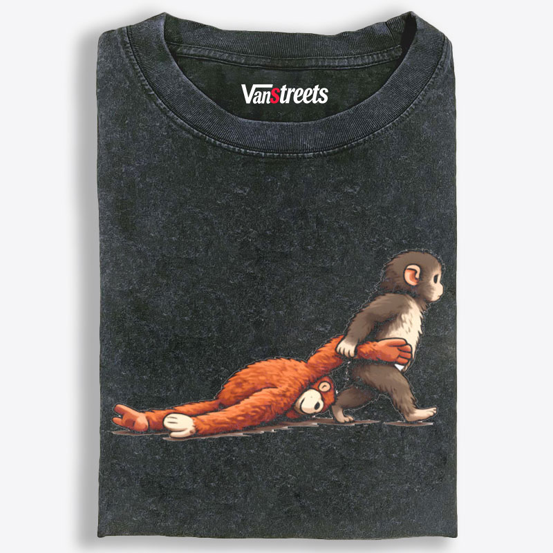 Punch-kun Monkey Meme Graphic Retro Washed T-Shirt | 100% Cotton | Streetwear Essential