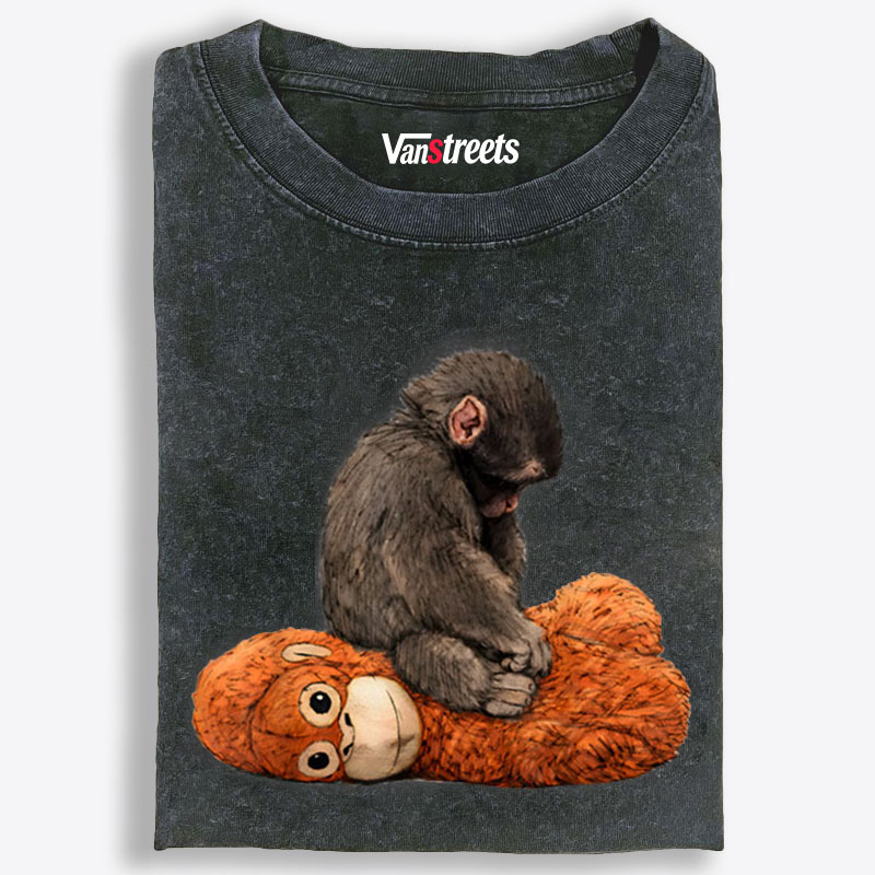 Punch-kun Monkey Meme Graphic Retro Washed T-Shirt | 100% Cotton | Streetwear Essential