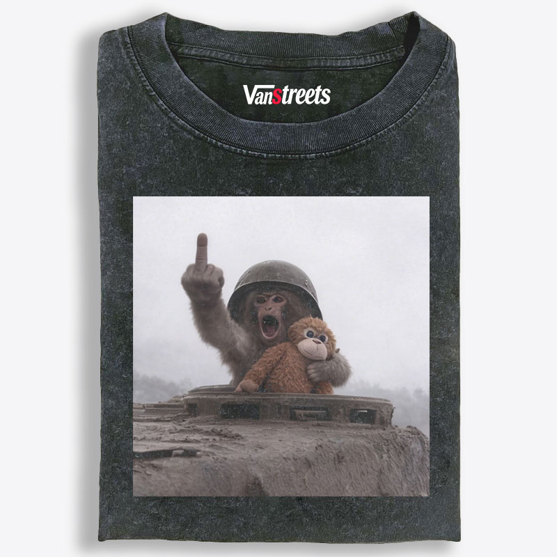 Punch-kun Monkey Meme Graphic Retro Washed T-Shirt | 100% Cotton | Streetwear Essential