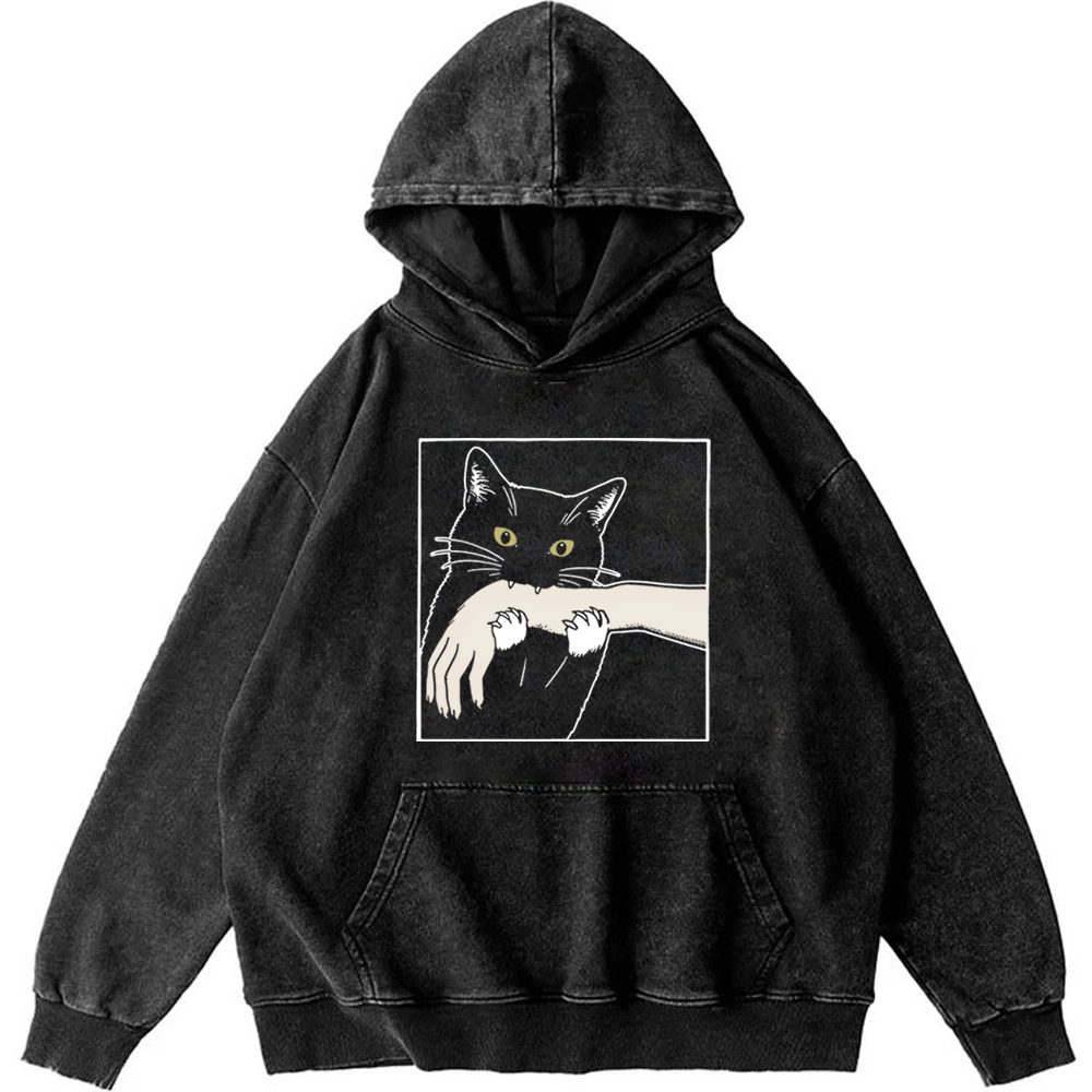 Cat Retro Washed Hoodie