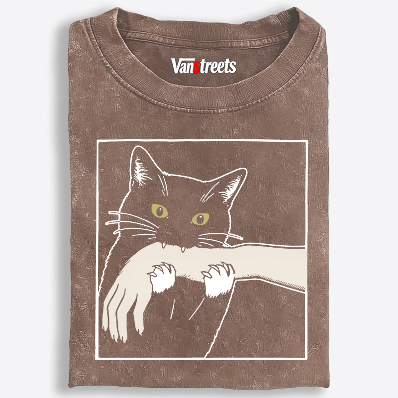 Cat Retro Washed T-Shirt | 100% Cotton | Streetwear Essential