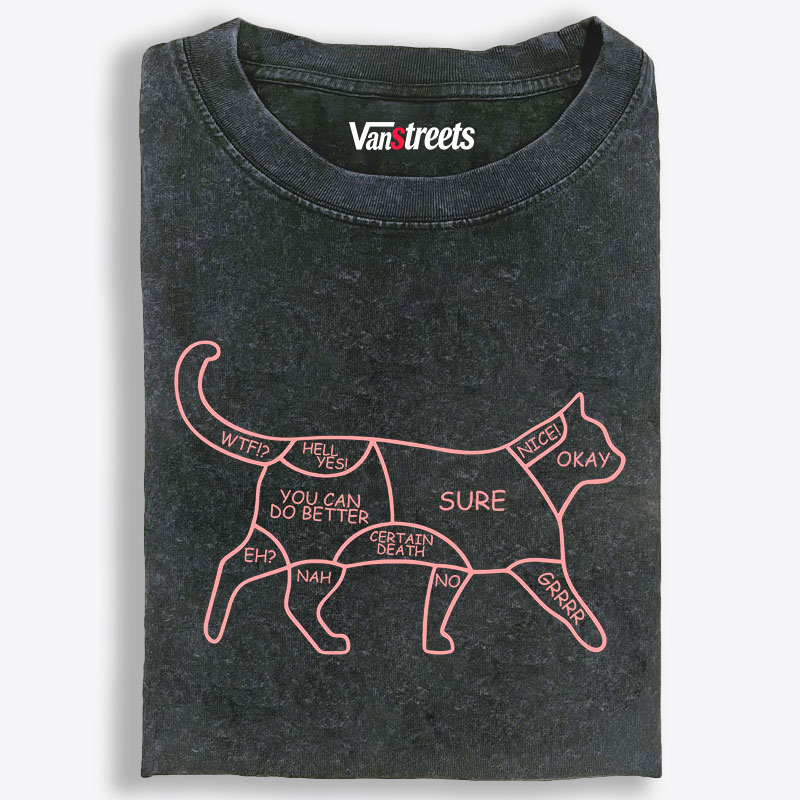 Cat Petting Zone Map Retro Washed T-Shirt | 100% Cotton | Streetwear Essential