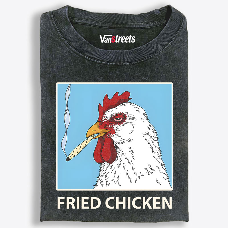 Smoking Fried Chicken Retro Washed T-Shirt | 100% Cotton | Streetwear Essential