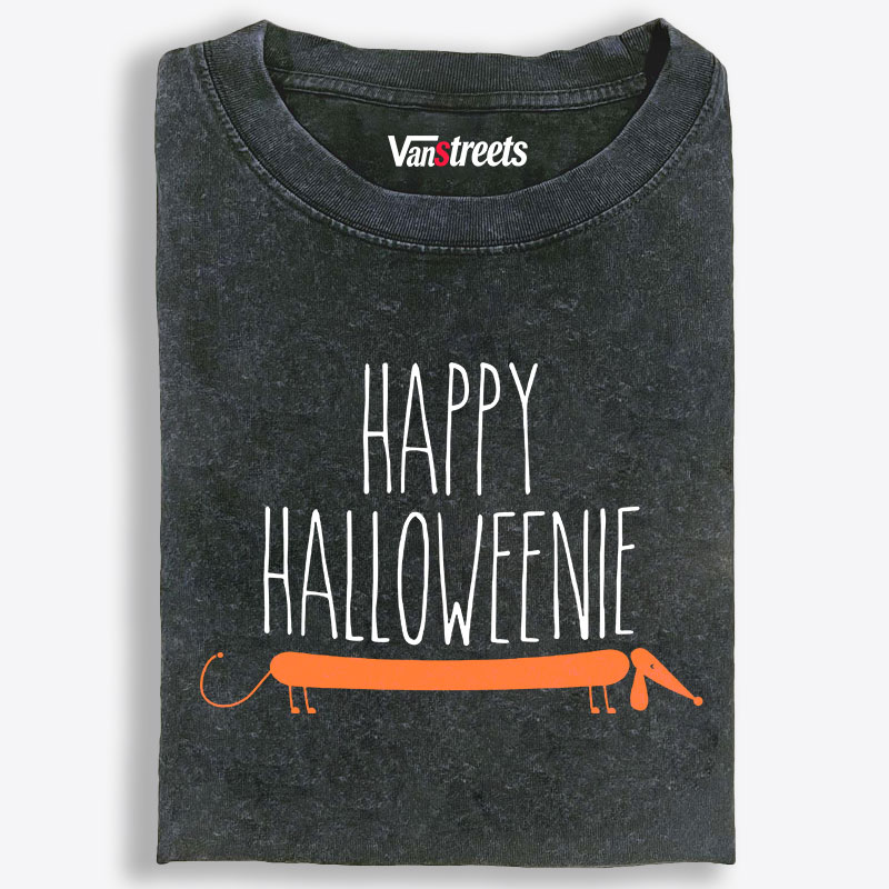 Happy Halloweenie Dachshund Funny Halloween Retro Washed T-Shirt | 100% Cotton | Streetwear Essential