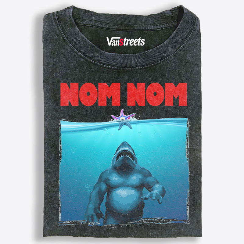 King Shark Nom Nom Starro Retro Washed T-Shirt | 100% Cotton | Streetwear Essential
