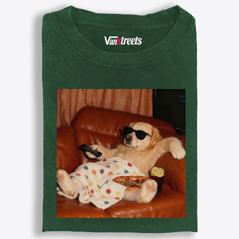 Golden Retriever Relaxing On Couch Retro Washed T-Shirt | 100% Cotton | Streetwear Essential