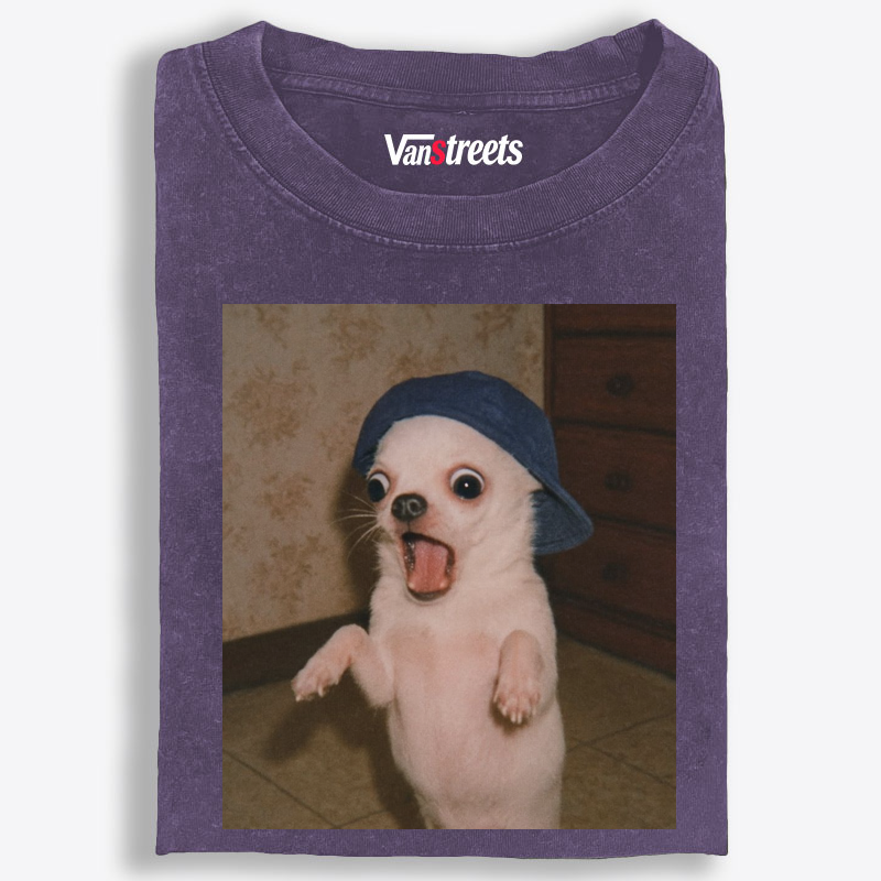 Surprised Chihuahua Meme Retro Washed T-Shirt | 100% Cotton | Streetwear Essential