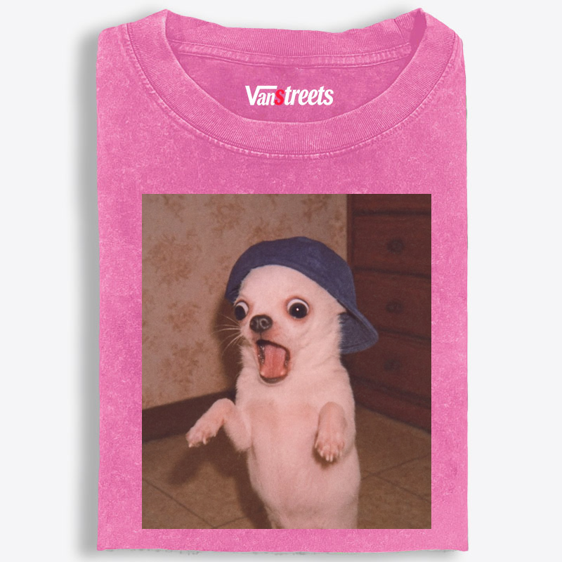 Surprised Chihuahua Meme Retro Washed T-Shirt | 100% Cotton | Streetwear Essential